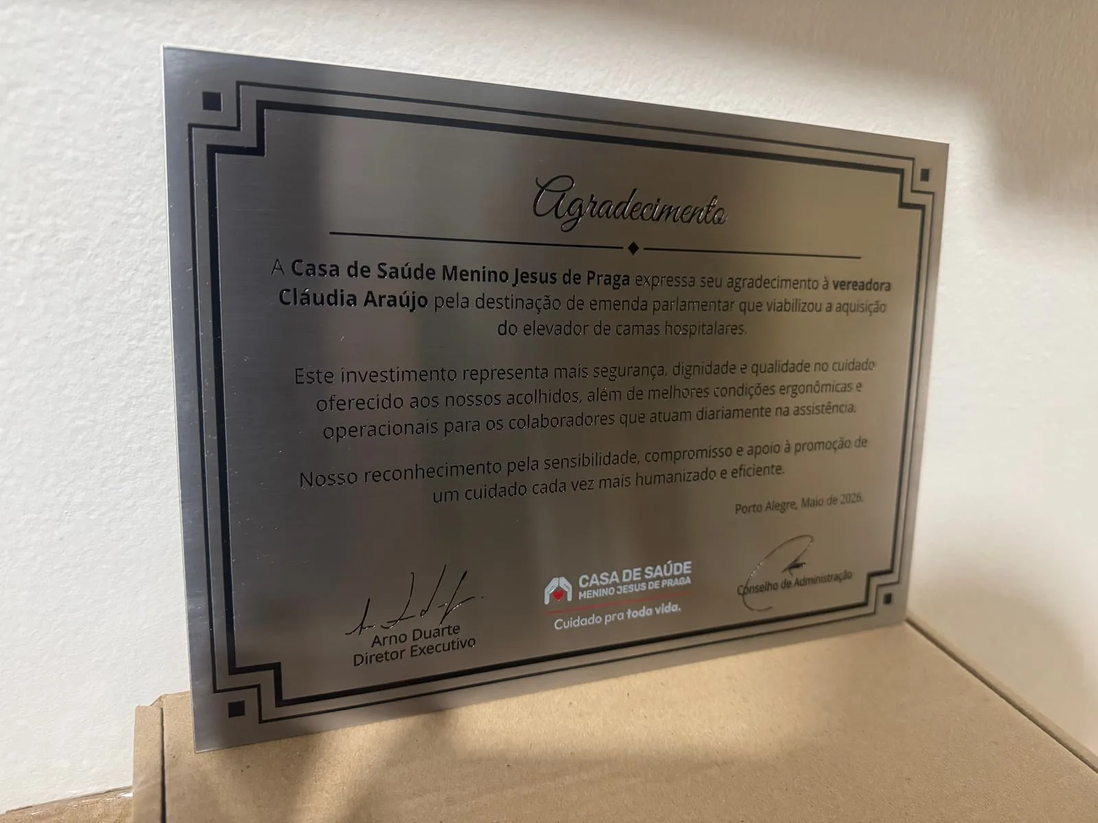 Placa de Agradecimento