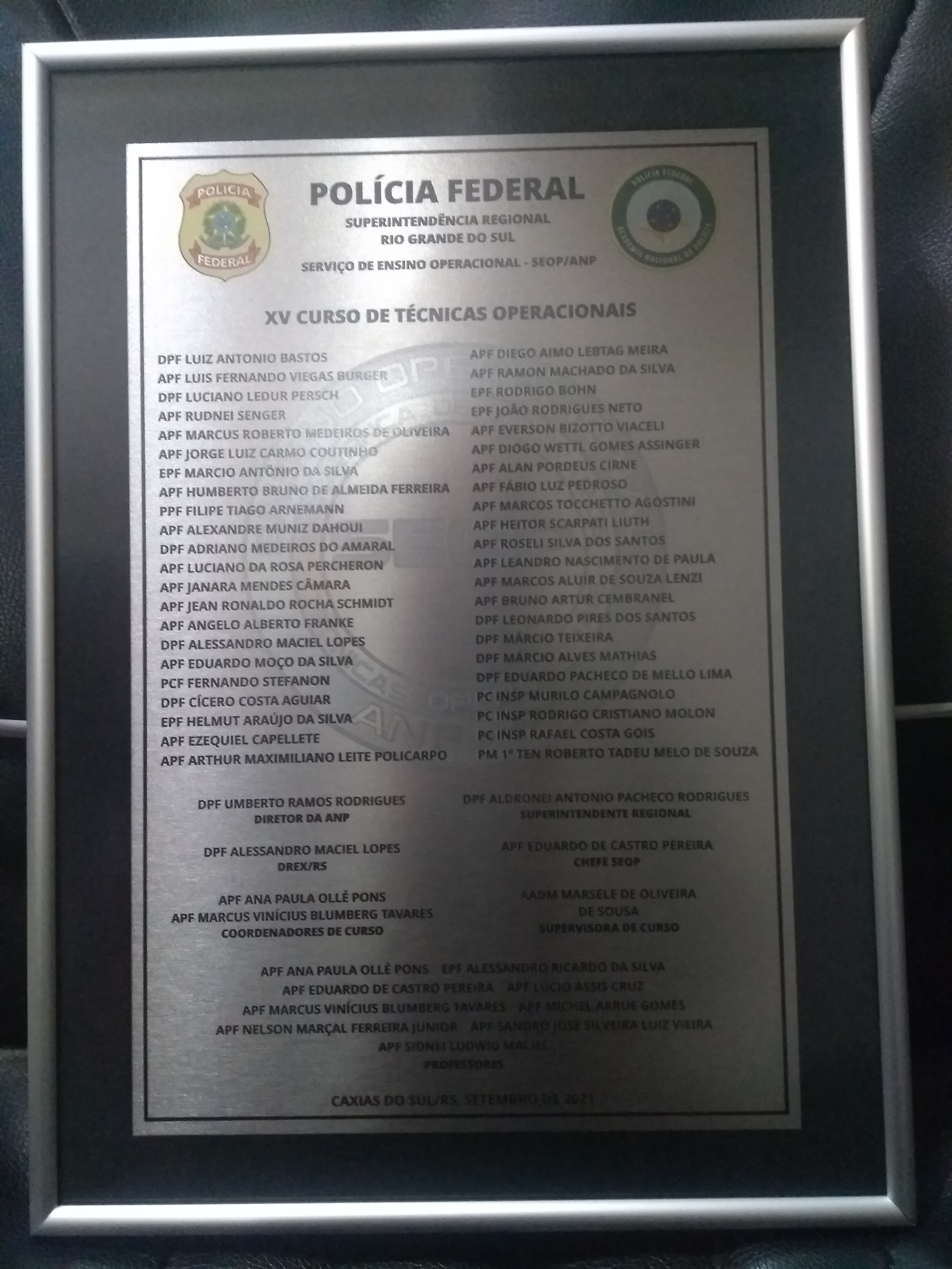 Placa Quadro Parede Polícia Federal - Curso Técnicas Operacionais